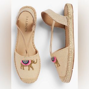 TALBOTS Beige Gold Elephant Espadrilles NWOT | Size 10.5